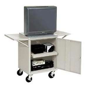   Of 2 Gray Side Shelves For Security Audio Visual Cart