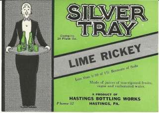 Vintage Silver Tray Lime Rickey Label Hastings Bottling  