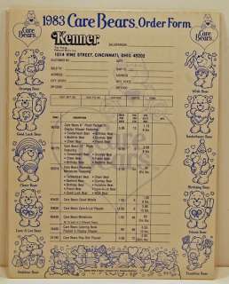 Care Bears 1983 Original Kenner Salesman Order Form  