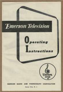 Vintage EMERSON TV Operating Instructions Manual  