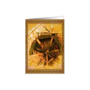  Country Cider Mill Water Wheel Blank Note Card Card 