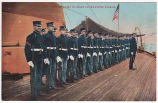 Postcard of Marine Guard on Board a United States Warship  
