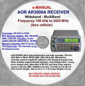 AOR AR3000A HI Freq/Mult iband Monitor.Receiver Manual  