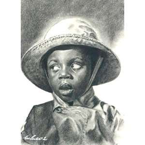 Little Rascals Buckwheat Portrait Charcoal Drawing Matted 