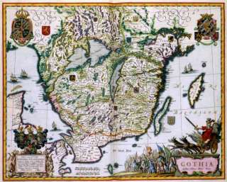 1662 Map Southern Sweden nice cartouche Joan Blaeu 37  