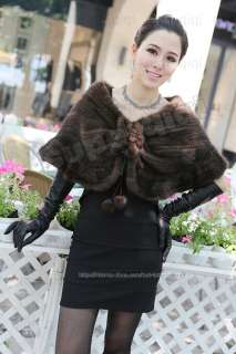   Genuine Knitted Mink Fur Cape Coat Stole Wrap Scarf Clothing Vintage