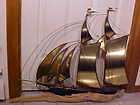 FABULOUS HUGE Vintage Hocker BRASS Ship DRIFTWOOD Wall Decor Like 