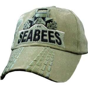  US Navy Seabees with Bulldozier OD Green Ball Cap 