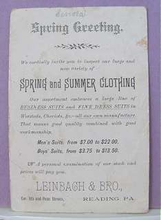 Vintage Clothing Book Furs TRADE CARD Perilot Pennsylvania Leinbach 
