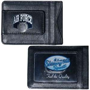   States Air Force Leather Money Clip Card Holder with Air Force Emblem
