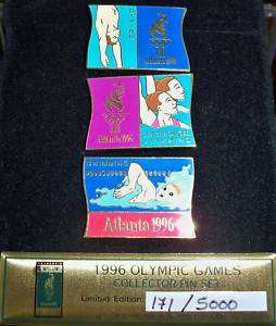 1996 ATLANTA OLYMPICS AQUATICS WAVE 3 PIN SET  LIMITED  