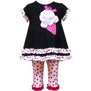  Infant Girls Spring Pant Sets   Ice Cream Cone Set with Fuchsia Dot 