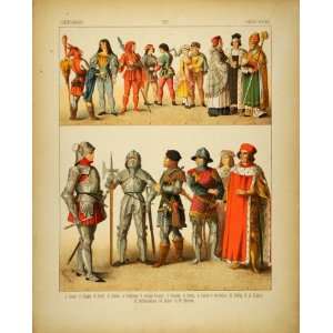  1882 Costume German Medieval Jester Knights Archer Men 