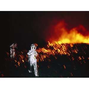Climbers in Protective Clothing Move Away from the Lava Lake Stretched 