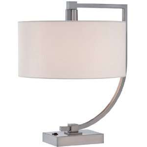  Tyler Collection 1 Light 20ö Polished Steel Table Lamp with White 