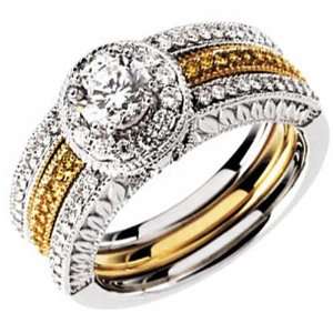 Two Tone Bizarre Diamond Engagement Ring (Center stone is not included 