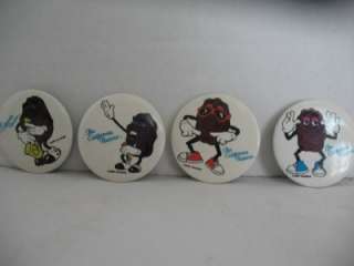 Vintage Lot of 4 California Raisins Buttons 1987 Collectible  