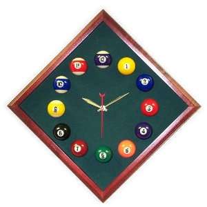  12in Diamond Billiard Clock Cherry & Spruce Mali Felt 