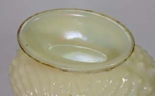 Northwood Argonaut Shell Custard Glass Footed Bowl  
