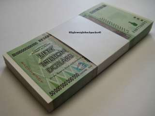 50 TRILLION ZIMBABWE DOLLARS x 100 BANK NOTES ☼ BUNDLE  