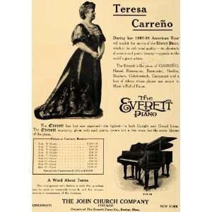 1907 Ad John Church Everett Piano Music Teresa Carreno 
