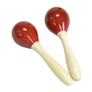  Egg Shaker W/ Handle, Wooden Pair, Red Musical 
