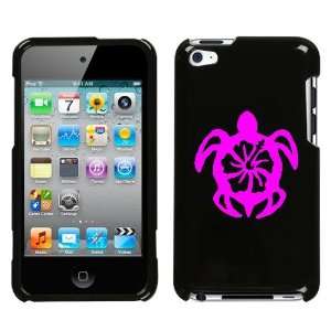 APPLE IPOD TOUCH ITOUCH 4 4TH PINK TURTLE ON A BLACK HARD CASE COVER