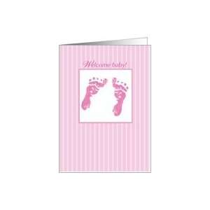  Baby Girl Footprints, Pink Congratulations Card Health 