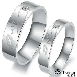 Titanium Steel Kiss Lip Promise Ring Couple Wedding Bands Many Sizes 