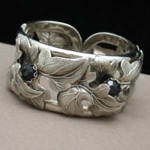 Whiting & Davis Hinged Clamper Bracelet Vintage Ornate  