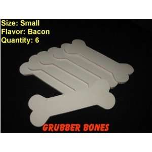    6 Small Grubber Bone Chew Toy, Bacon Flavored 