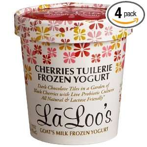 Laloos Goats Milk Ice Cream, Cherries Tuilerie, 16 Ounce Tubs (Pack 