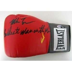 Rare Mike Tyson Signed Red Glove Baddest Man Insc PSA   Autographed 