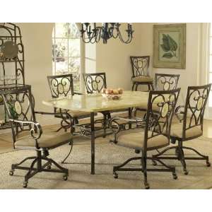 Brookside 7 Piece Rectangle Dining Set With Oval Back Caster Chairs 