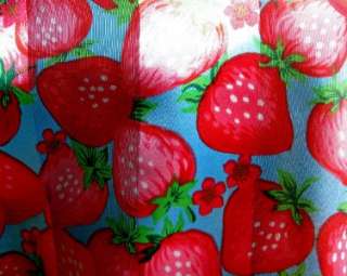 and Refreshing Strawberry Theme Polyester ScarfTurquoise Background 