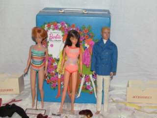 Barbie LOT 1966 Twist & Turn, 1958 Midge, 1960 Ken  W/ case and many 