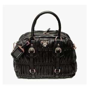  Prada BL0397 Black Gauffre Leather Doctor Handbag 