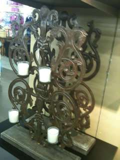 POTTERY BARN Ashville Metal CANDLE HOLDER Bronze Tall  