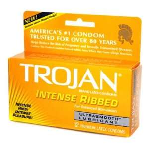  Trojan Intense Ribbed Condoms Vibrating Ring, 13 Count 