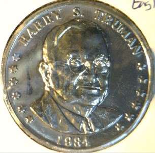 Harry S. Truman Commemorative Double Eagle Reverse Medal   Token 