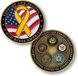 SUPPORT OUR TROOPS YELLOW RIBBON NEW BIG CHALLENGE COIN  