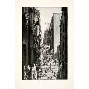  1902 Print Tiered Street Steps Stairs Naples Italy Napoli 