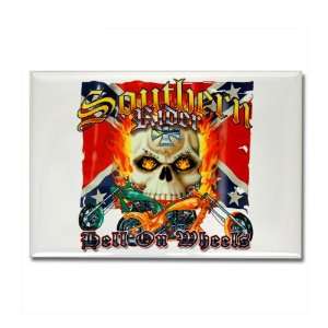   Southern Motorcycle Rider Hell On Wheels Rebel Flag 