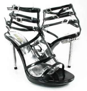  Jeweled Crystal Strappy Black Formal Sandals Shoes