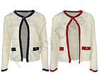 Chanel Red And Navy Blue Cashmere Gold Button Cardigan Size 34, 10C 