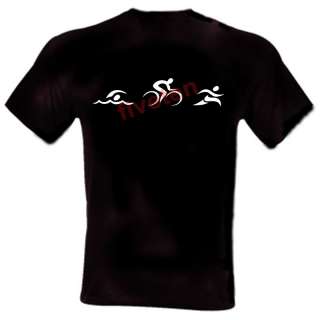 New T Shirt Triathlon Symbols Black and White Tri Free  