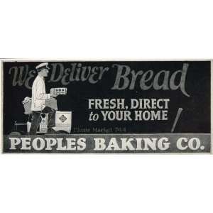  1925 Billboard Ad Peoples Baking Bread Delivery Man 
