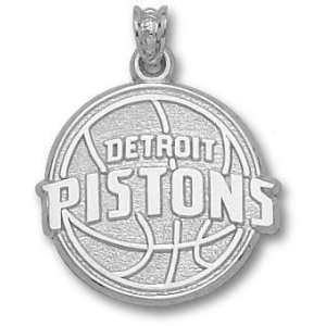   Pistons Sterling Silver Basketball 3/4 Pendant