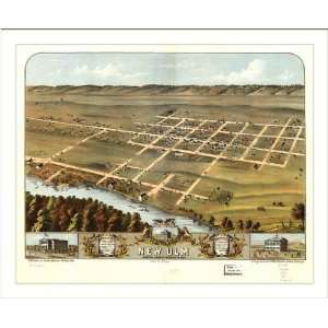 Historic New Ulm, Minnesota, c. 1870 (L) Panoramic Map Poster Print 