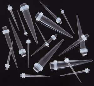 ALL NEW transparent clear EAR STRETCHERs straight hide it + o rings 